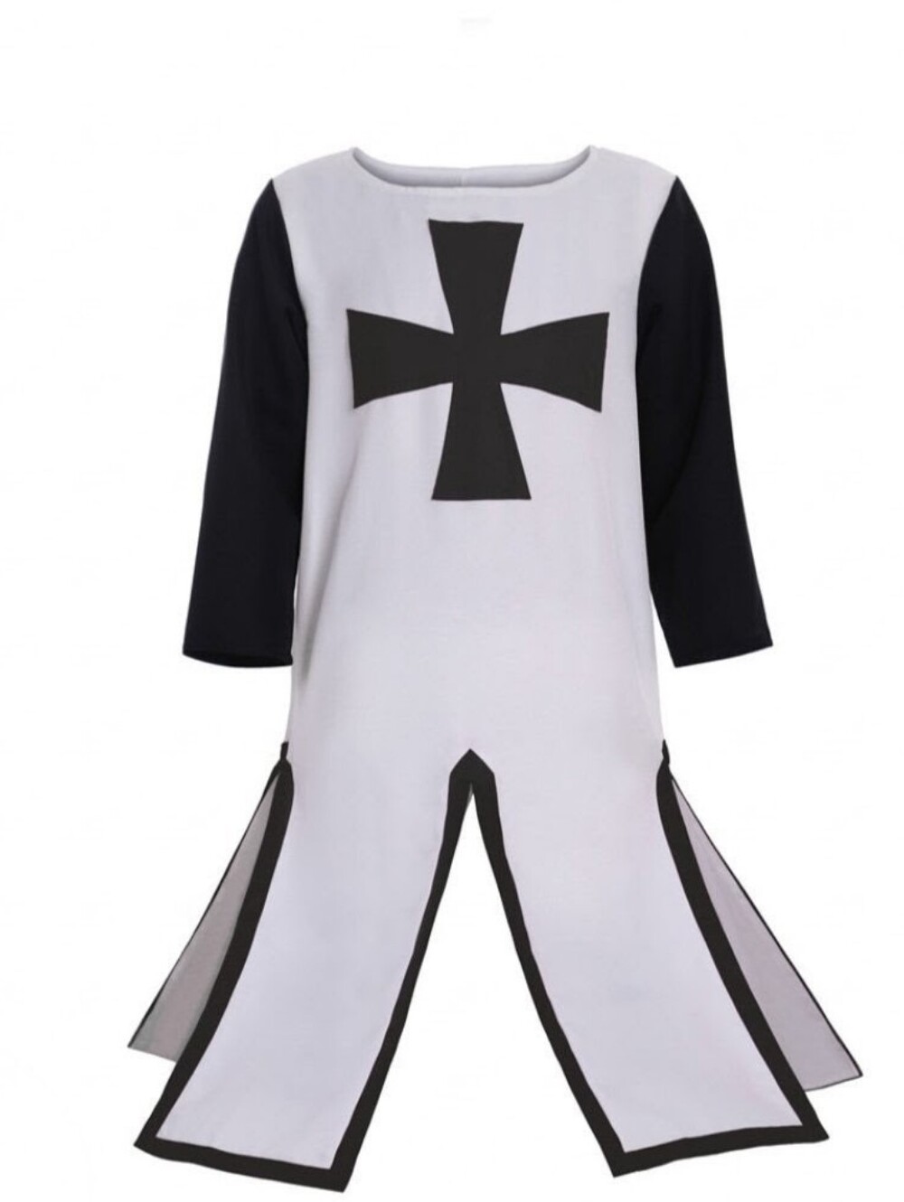 Black & White Knight Cross Men's XL Costume Tunic